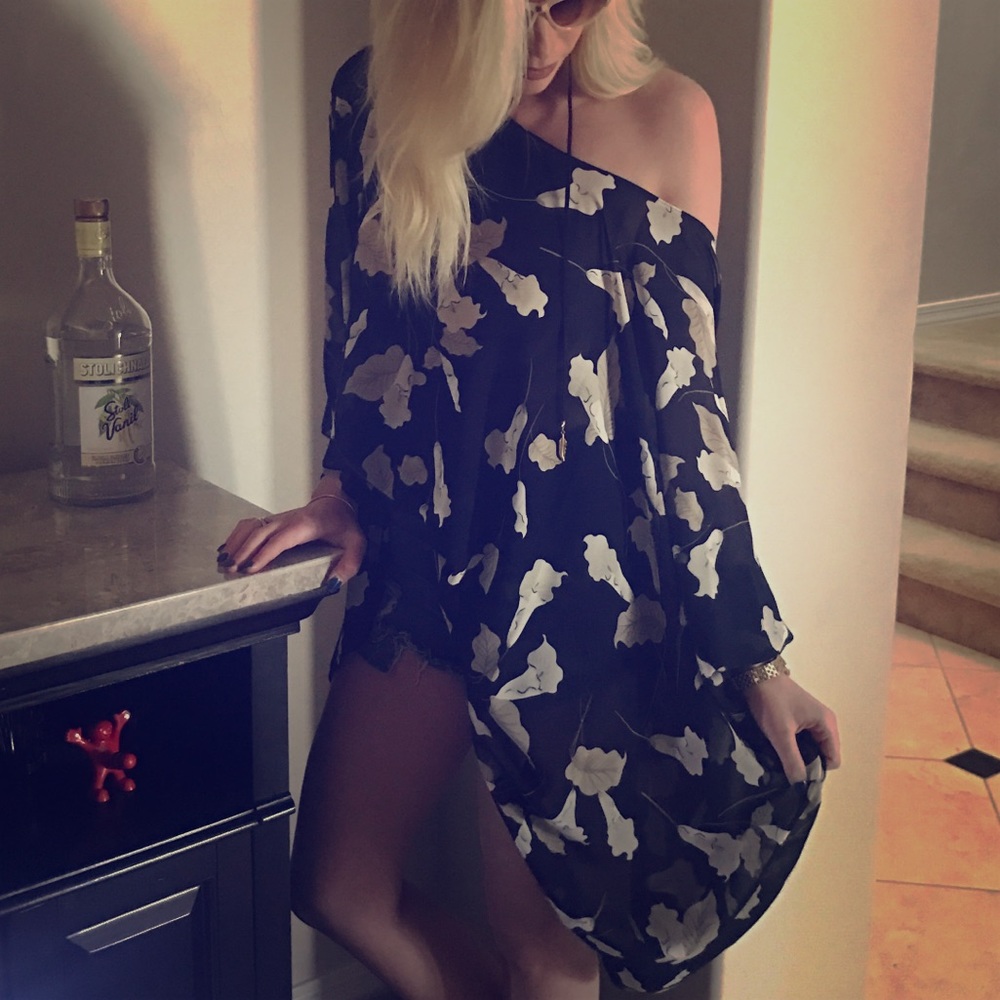 Sheer cape blouse